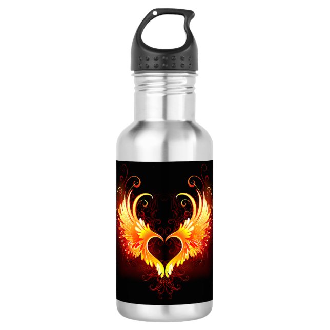 Angel Fire Heart with Wings 710 Ml Water Bottle (Front)