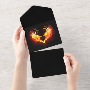 Angel Fire Heart with Wings All In One Invitation