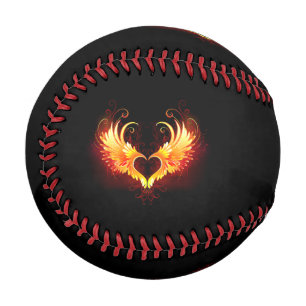 Angel Fire Heart with Wings Baseball