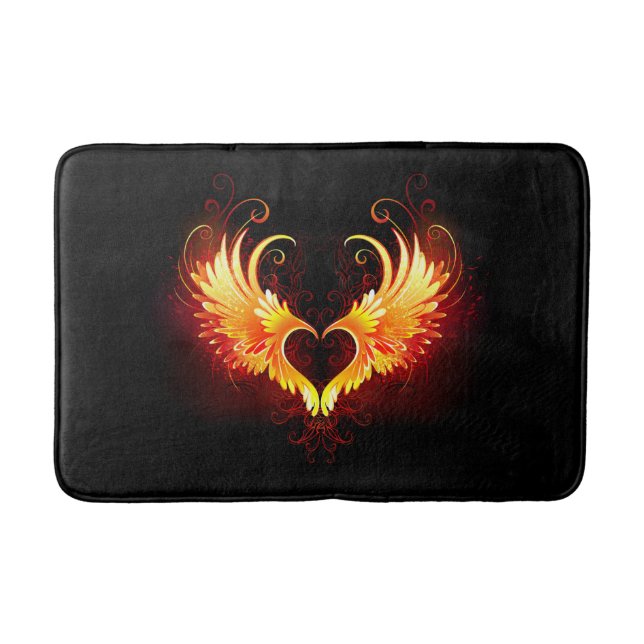 Angel Fire Heart with Wings Bath Mat (Front)