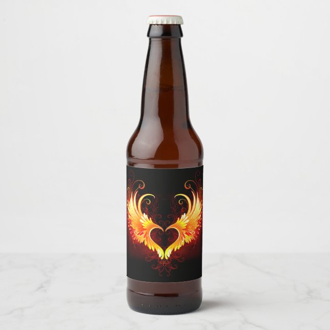 Angel Fire Heart with Wings Beer Bottle Label (Front)