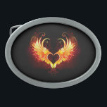 Angel Fire Heart with Wings Belt Buckle<br><div class="desc">Angel fire heart with flaming wings on black background.</div>