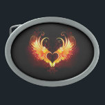 Angel Fire Heart with Wings Belt Buckle<br><div class="desc">Angel fire heart with flaming wings on black background.</div>