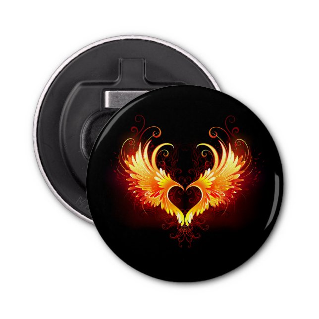 Angel Fire Heart with Wings Bottle Opener (Front)