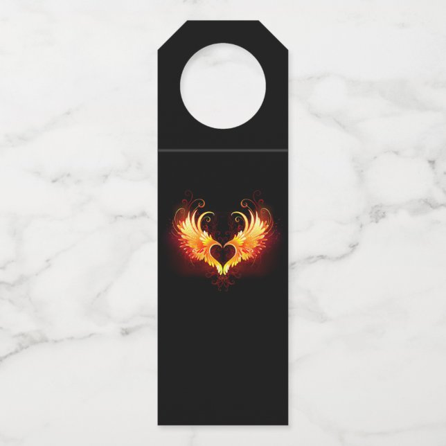 Angel Fire Heart with Wings Bottle Tag (Front)