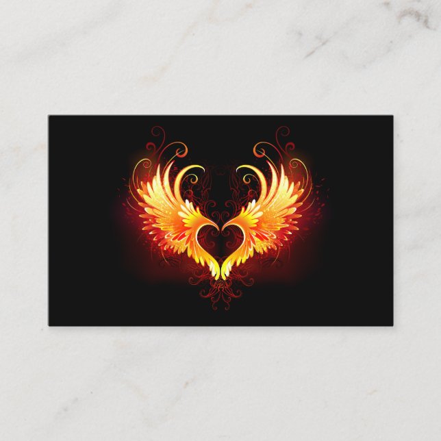 Angel Fire Heart with Wings Business Card (Front)