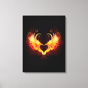 Angel Fire Heart with Wings Canvas Print