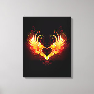 Angel Fire Heart with Wings Canvas Print