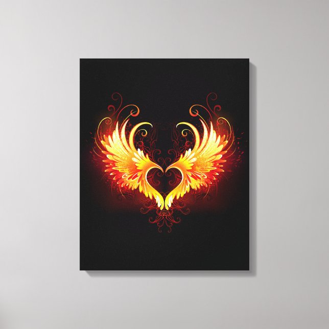 Angel Fire Heart with Wings Canvas Print (Front)