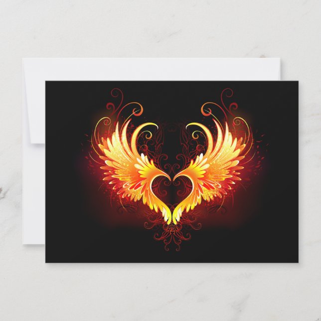 Angel Fire Heart with Wings Card (Front)