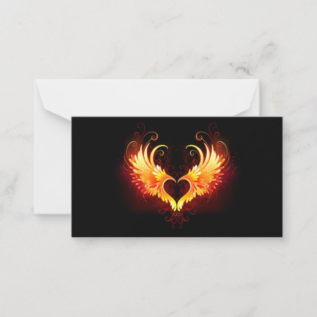 Angel Fire Heart with Wings Card (Front)