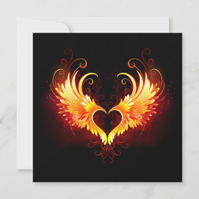 Angel Fire Heart with Wings Card (Front)