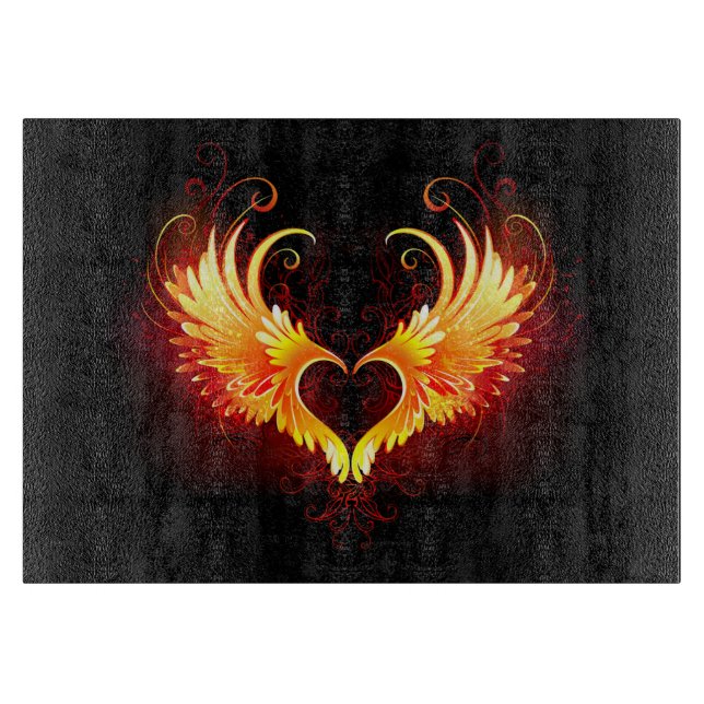 Angel Fire Heart with Wings Cutting Board (Front)