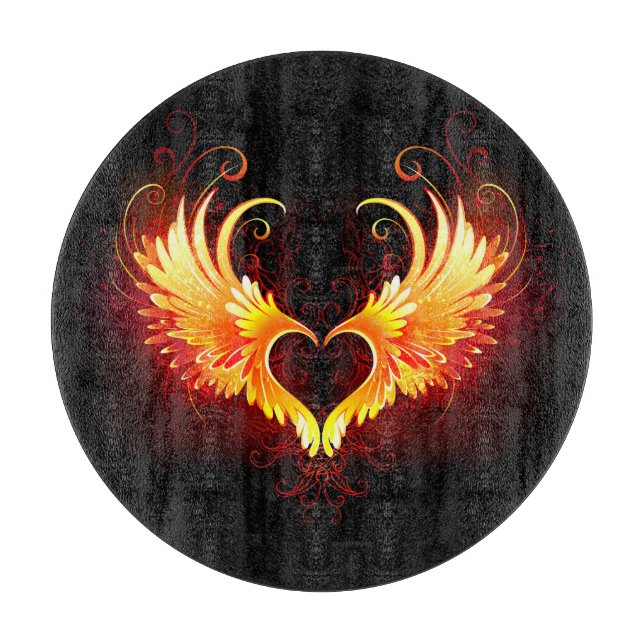 Angel Fire Heart with Wings Cutting Board (Front)