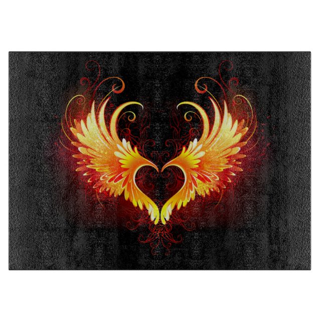 Angel Fire Heart with Wings Cutting Board (Front)
