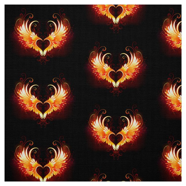 Angel Fire Heart with Wings Fabric (Swatch)