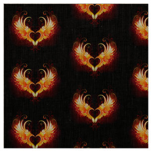 Angel Fire Heart with Wings Fabric
