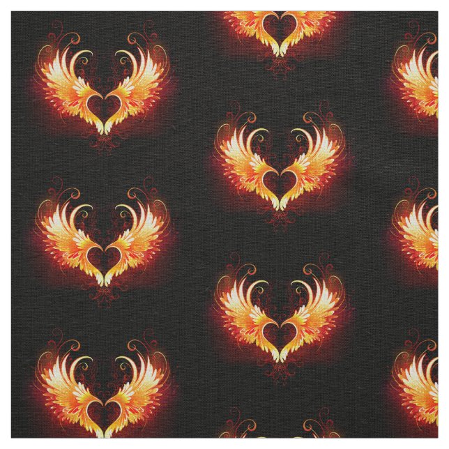 Angel Fire Heart with Wings Fabric (Swatch)