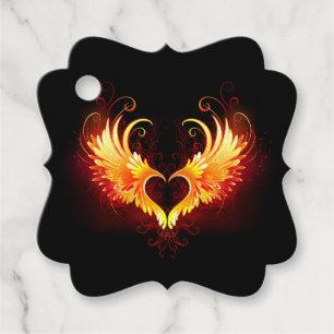 Angel Fire Heart with Wings Favour Tags