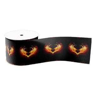 Angel Fire Heart with Wings Grosgrain Ribbon