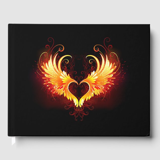 Angel Fire Heart with Wings Guest Book (Front)