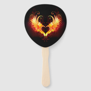 Angel Fire Heart with Wings Hand Fan