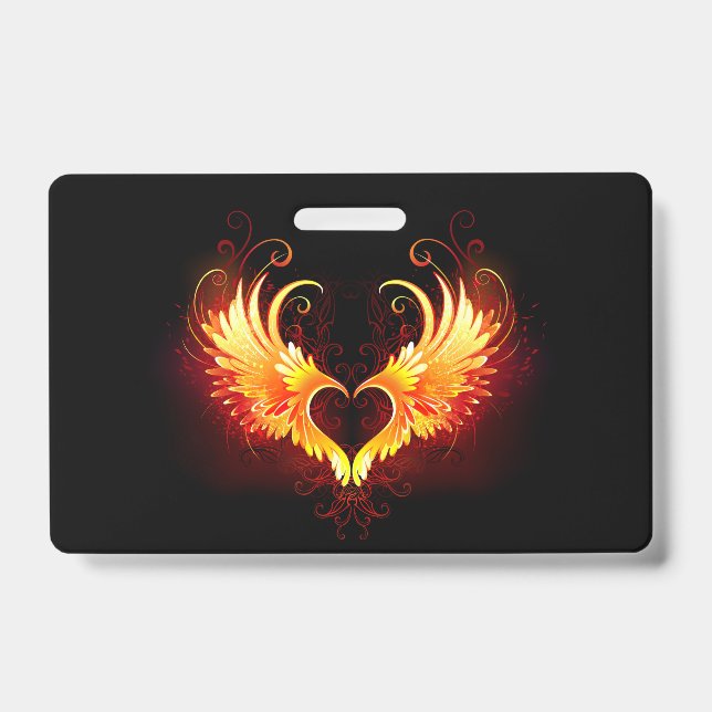 Angel Fire Heart with Wings ID Badge (Front)