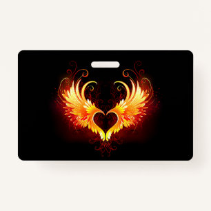 Angel Fire Heart with Wings ID Badge