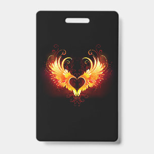 Angel Fire Heart with Wings ID Badge