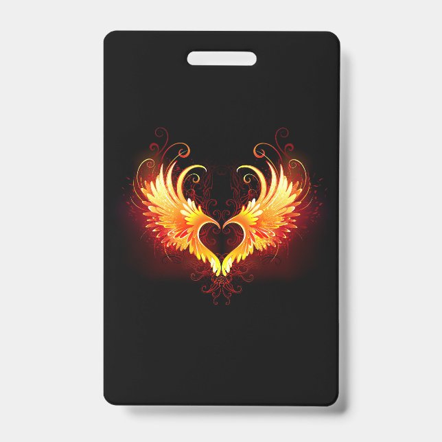 Angel Fire Heart with Wings ID Badge (Front)
