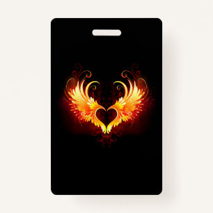Angel Fire Heart with Wings ID Badge
