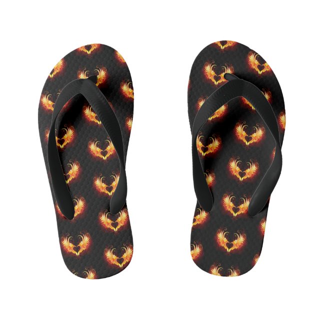 Angel Fire Heart with Wings Kid's Jandals (Footbed)