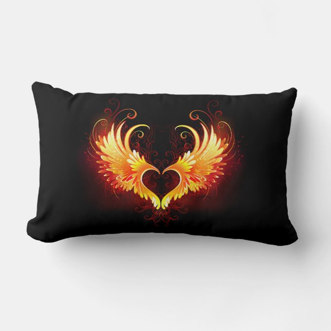 Angel Fire Heart with Wings Lumbar Cushion (Front)