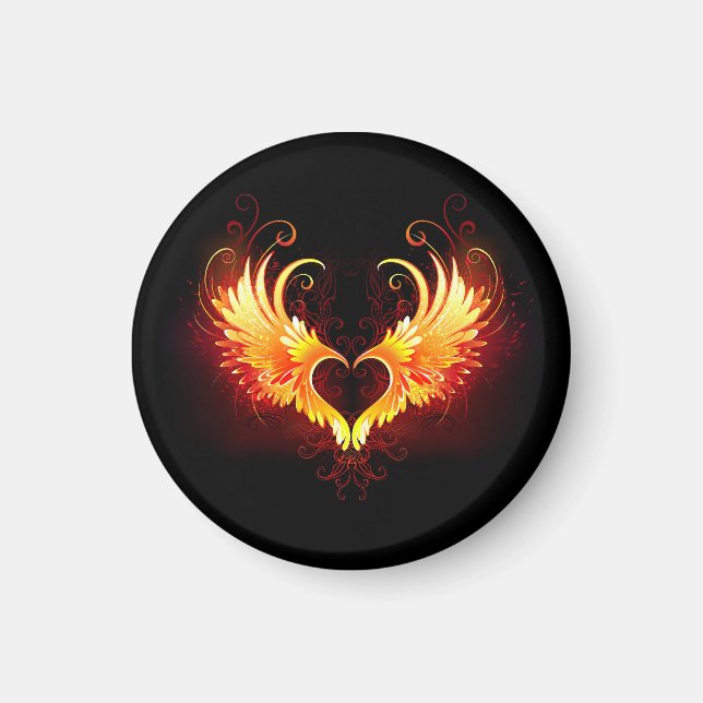 Angel Fire Heart with Wings Magnet (Front)