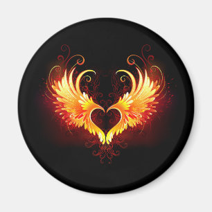 Angel Fire Heart with Wings Magnet