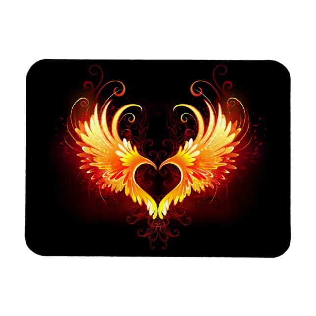 Angel Fire Heart with Wings Magnet (Horizontal)