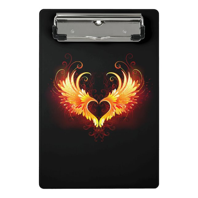 Angel Fire Heart with Wings Mini Clipboard (Front)