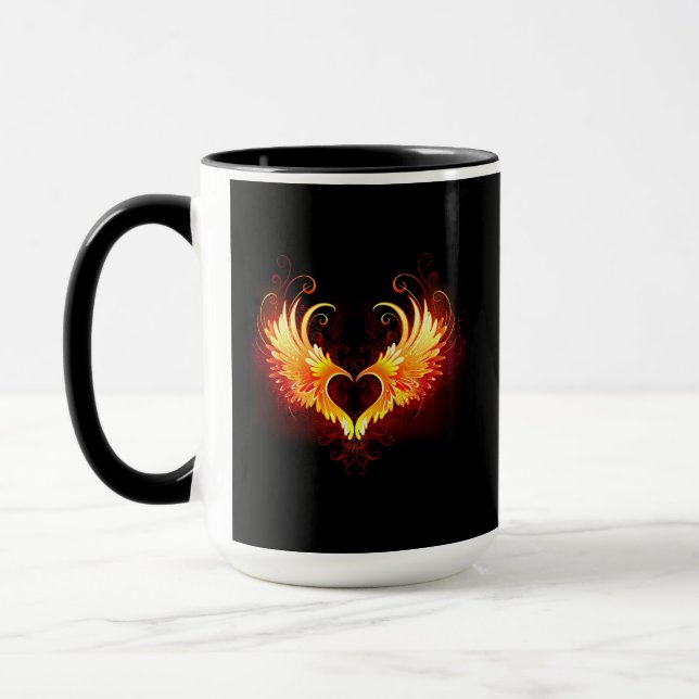 Angel Fire Heart with Wings Mug (Left)