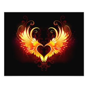 Angel Fire Heart with Wings Photo Print