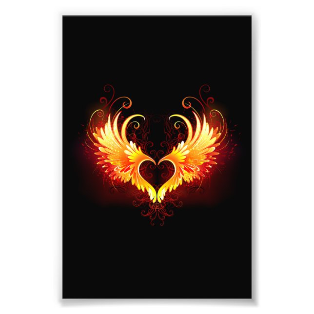 Angel Fire Heart with Wings Photo Print (Front)