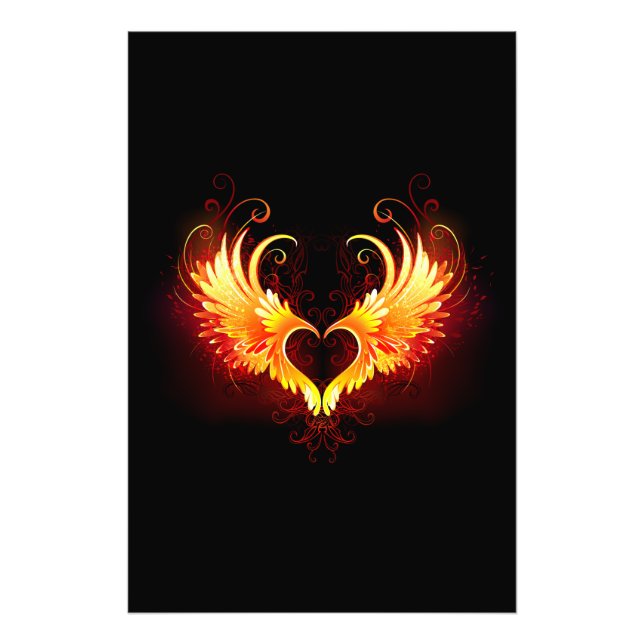 Angel Fire Heart with Wings Photo Print (Front)