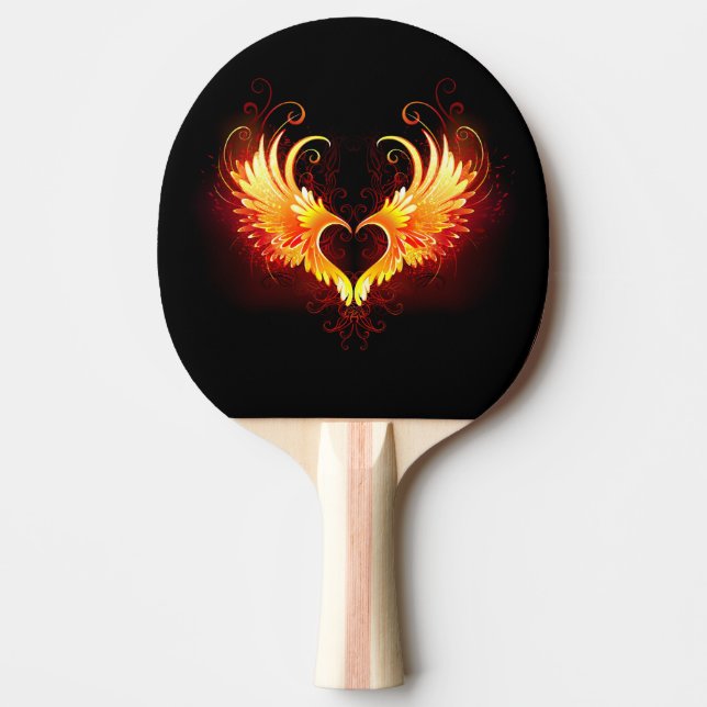 Angel Fire Heart with Wings Ping Pong Paddle (Front)