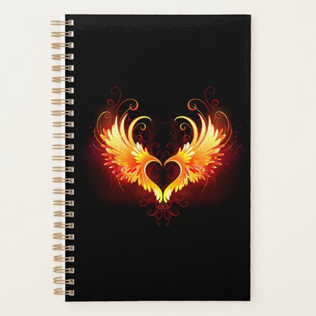 Angel Fire Heart with Wings Planner (Front)