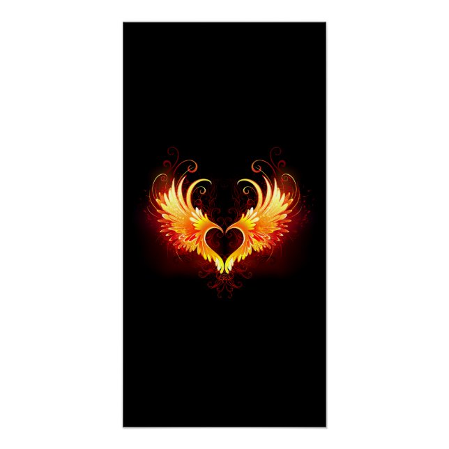 Angel Fire Heart with Wings Poster (Front)