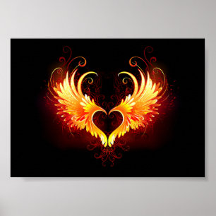 Angel Fire Heart with Wings Poster