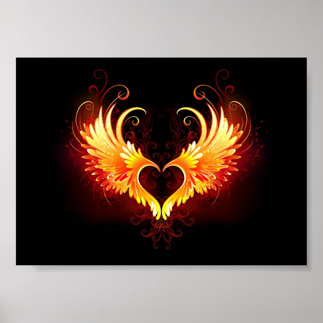 Angel Fire Heart with Wings Poster (Front)