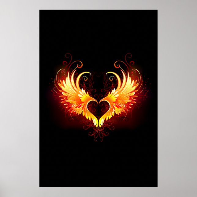 Angel Fire Heart with Wings Poster (Front)