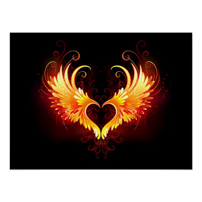 Angel Fire Heart with Wings Poster (Front)