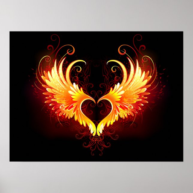 Angel Fire Heart with Wings Poster (Front)