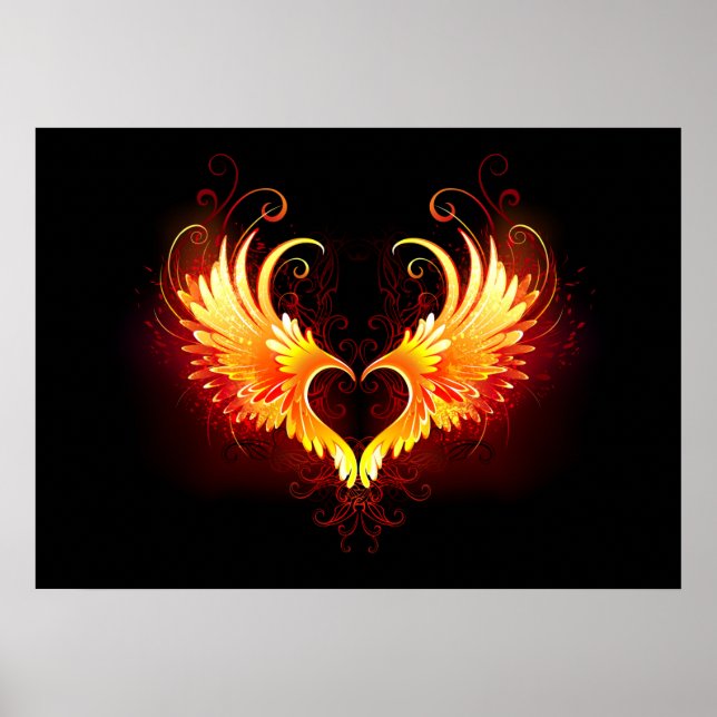Angel Fire Heart with Wings Poster (Front)